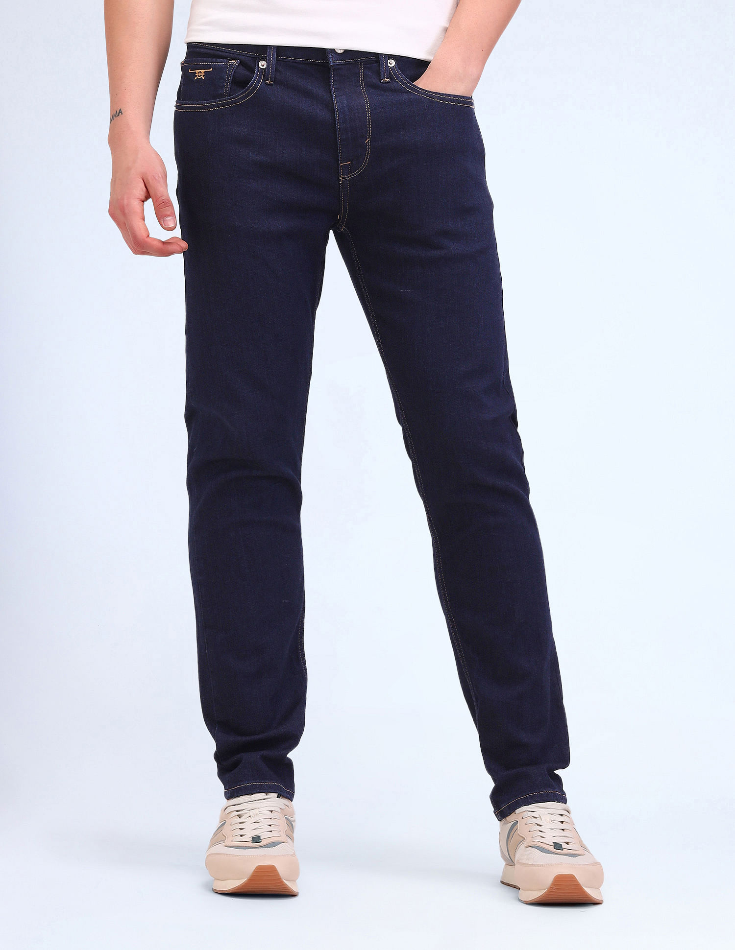 Flying Machine Slash Slim Tapered Fit Jeans