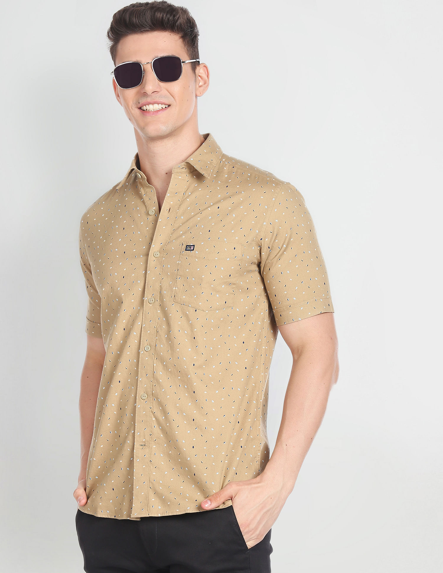 Buy Arrow Sports Heathered Herringbone Shirt - NNNOW.com