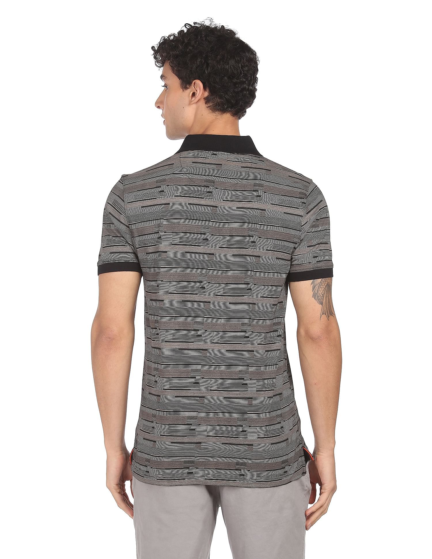 AD by Arvind Cotton Geometric Printed Polo Shirt