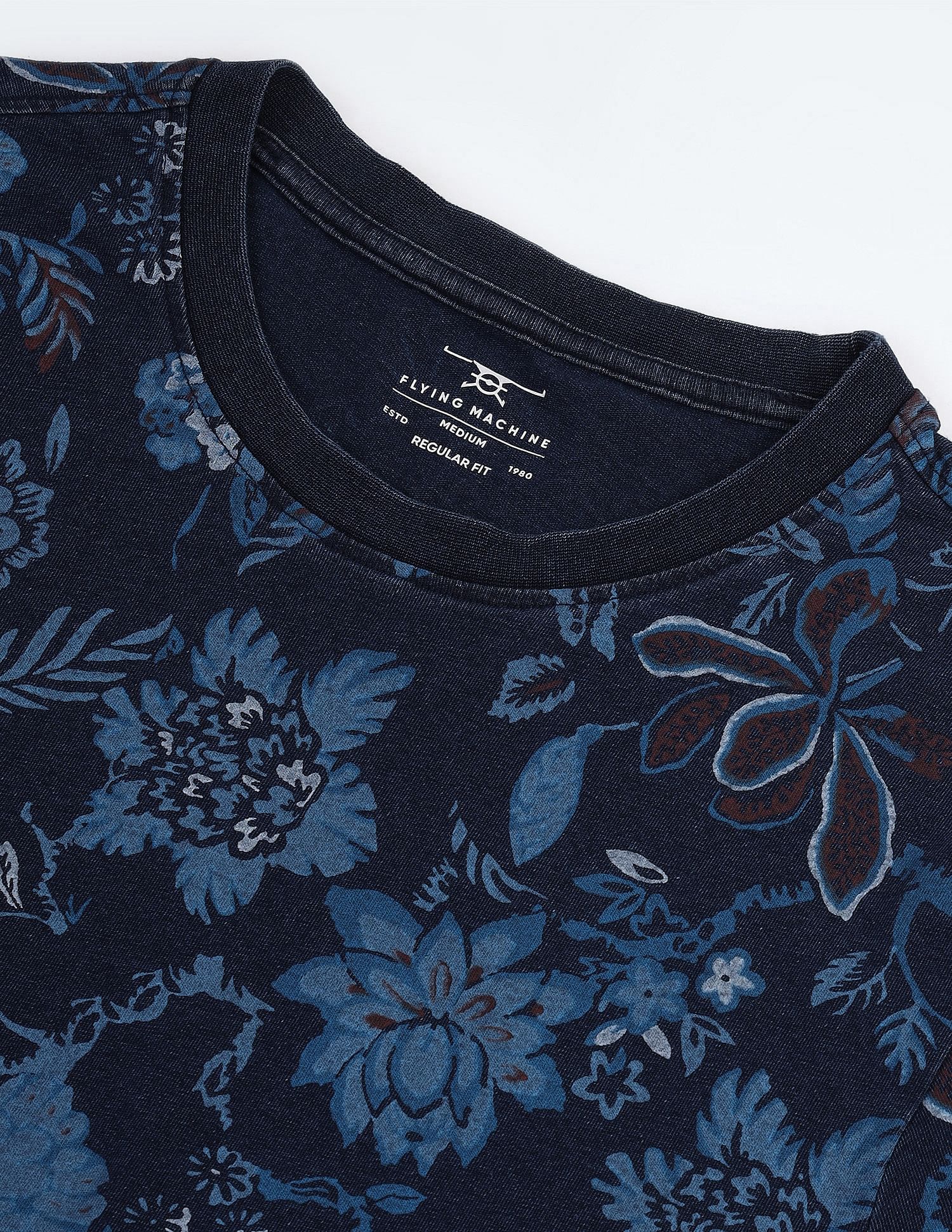 Flying Machine Pure Cotton Floral Print T-Shirt