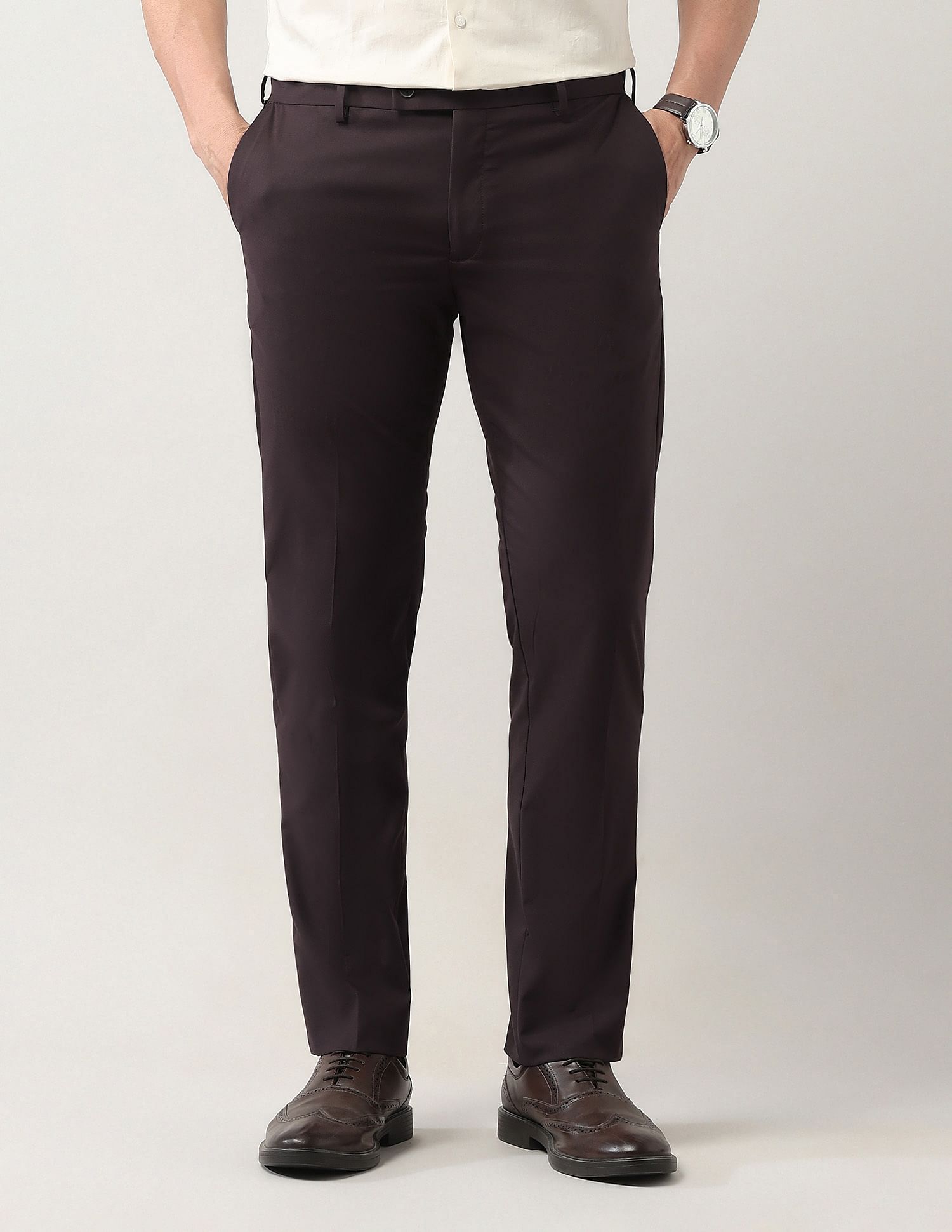 Arrow Mid Rise Regular Fit Autoflex Trousers