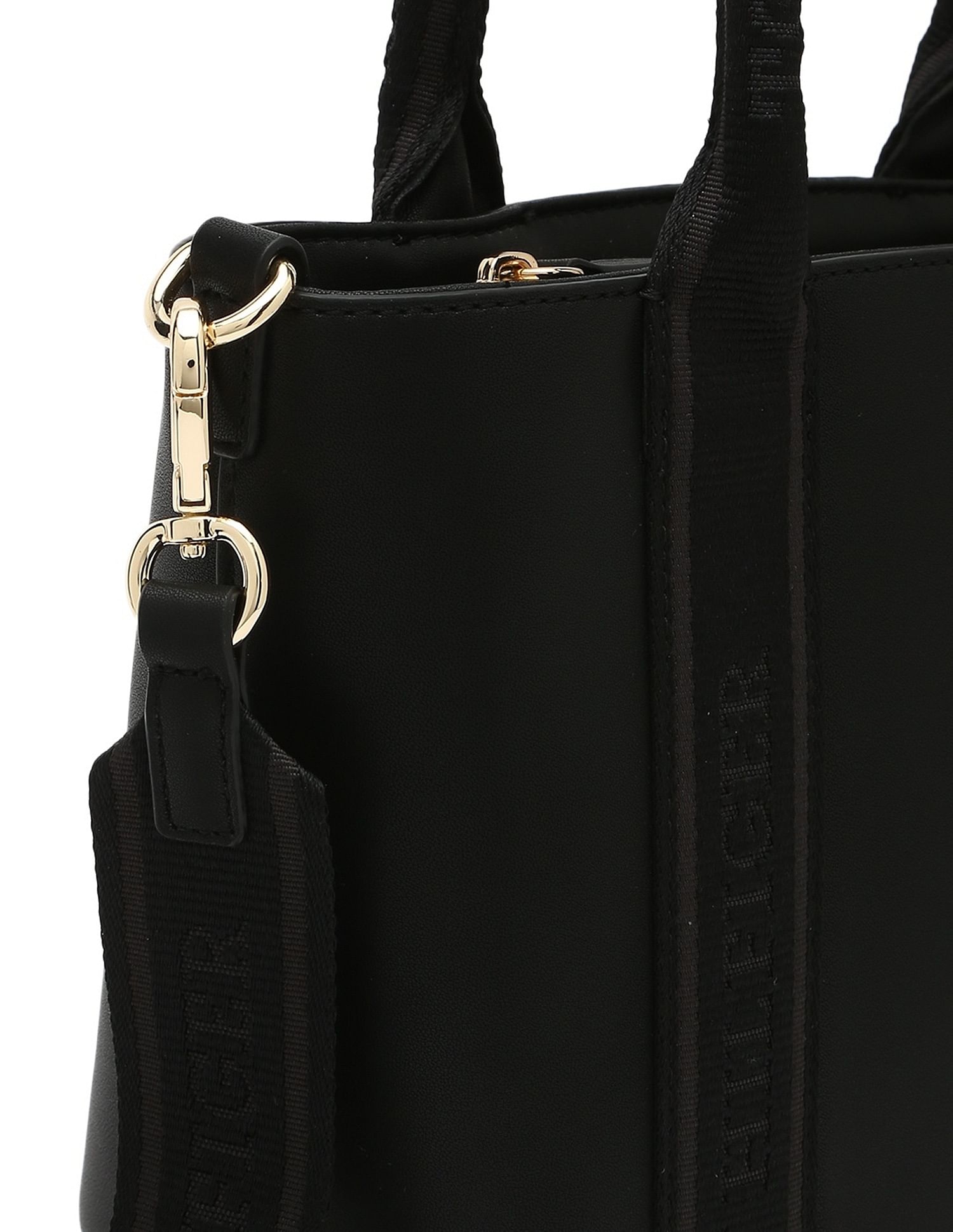 Tommy Hilfiger Solid Black Pu Handbags