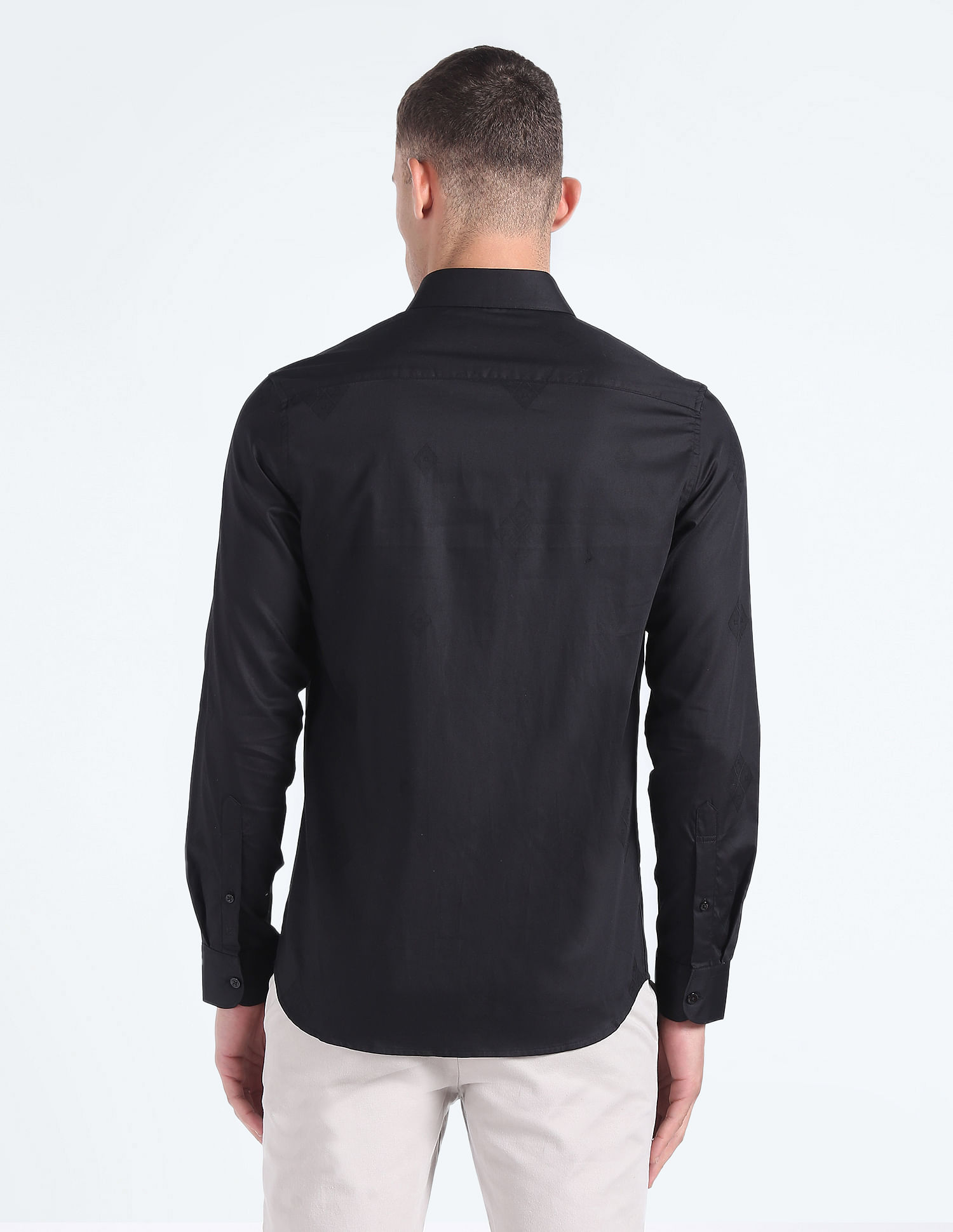 Flying Machine Patterned Jacquard Cotton Shirt