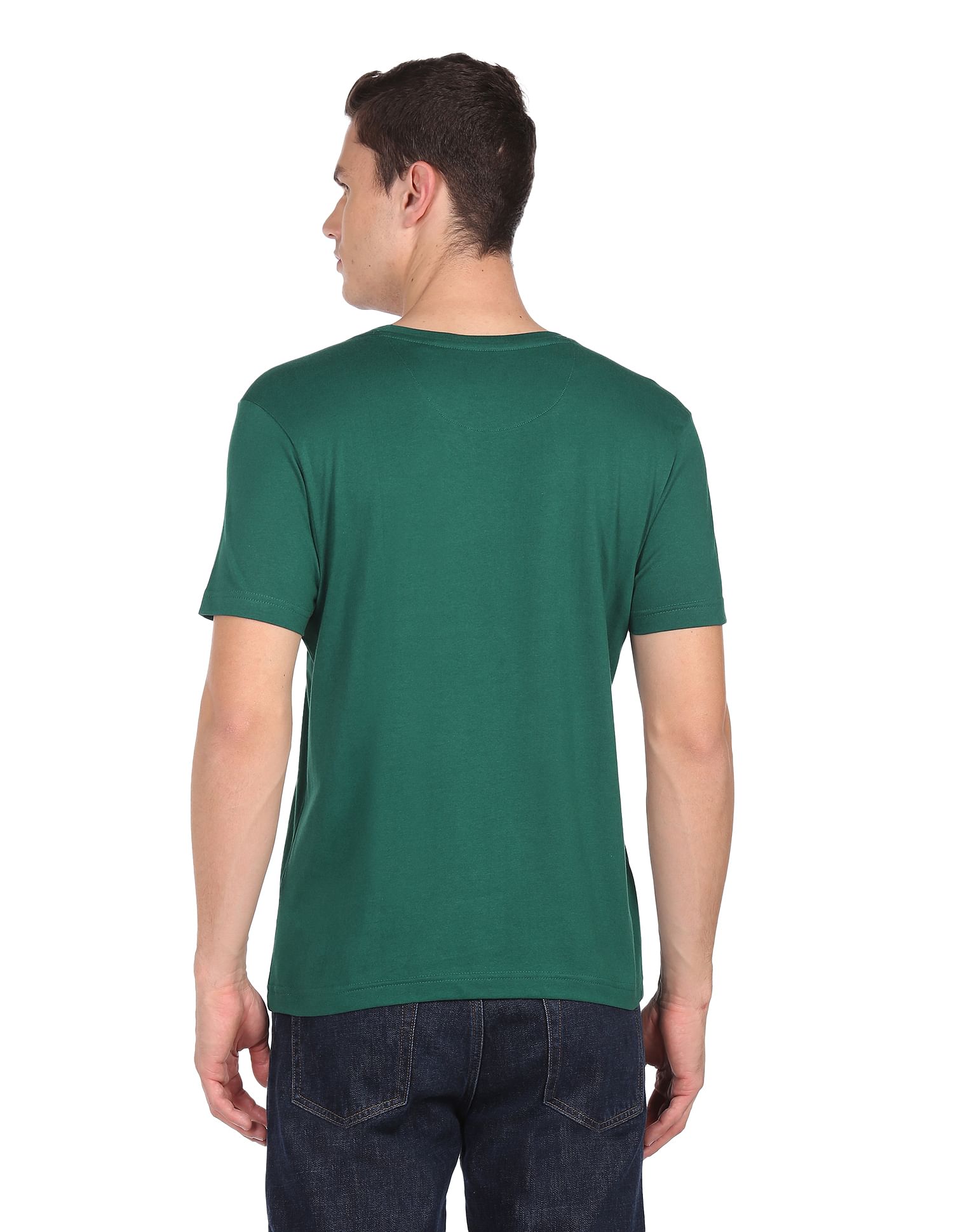 green cotton front print t shirt