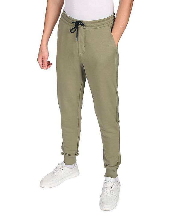 Calvin Klein Men Olive Slim Fit Brand Tape Joggers