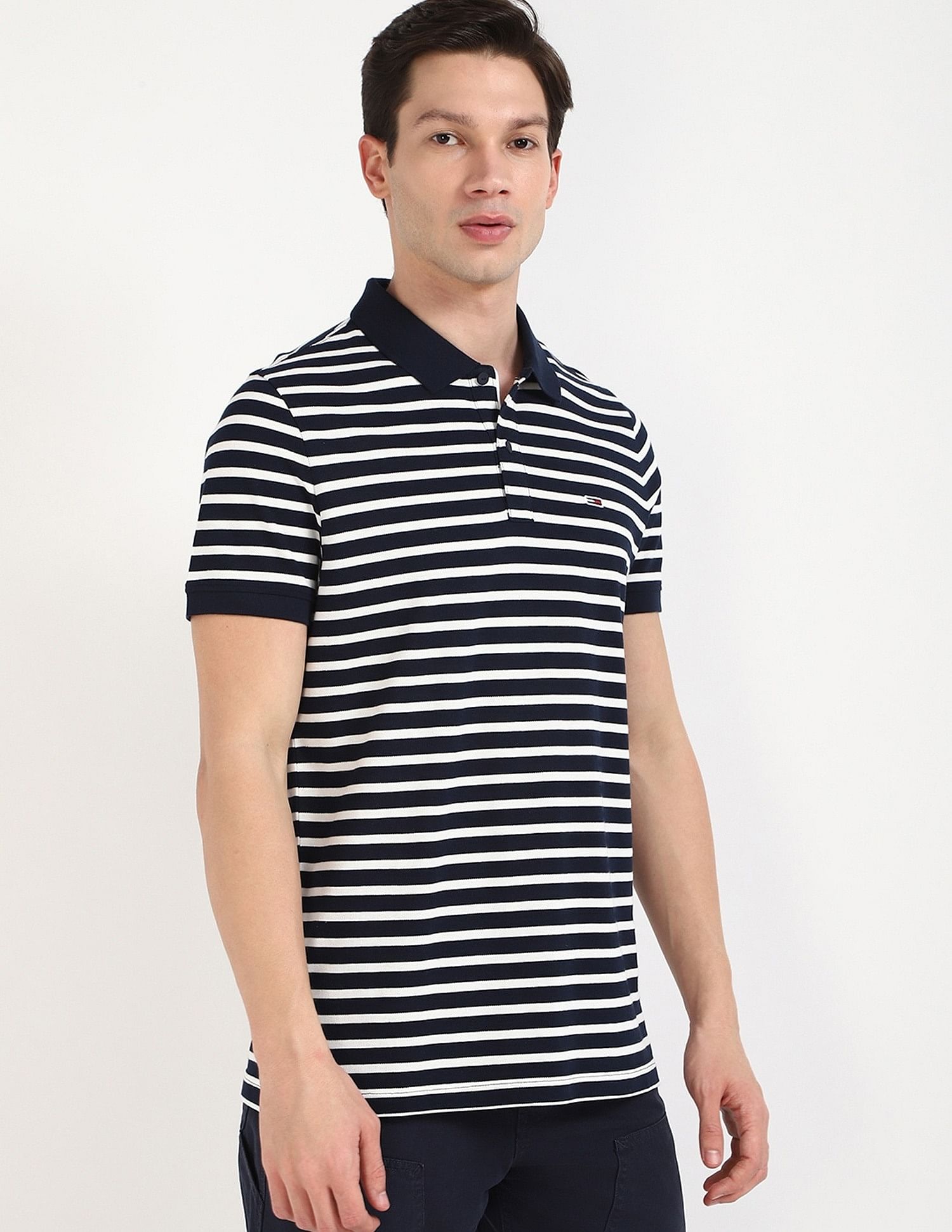 Tommy Hilfiger Striped Slim-Fit Cotton Polo Shirt