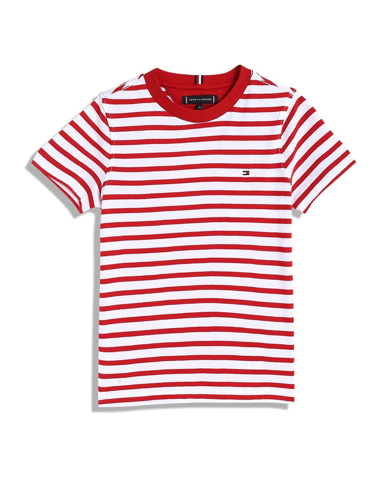 Tommy Hilfiger Boys Red Horizontal Striped T-Shirt
