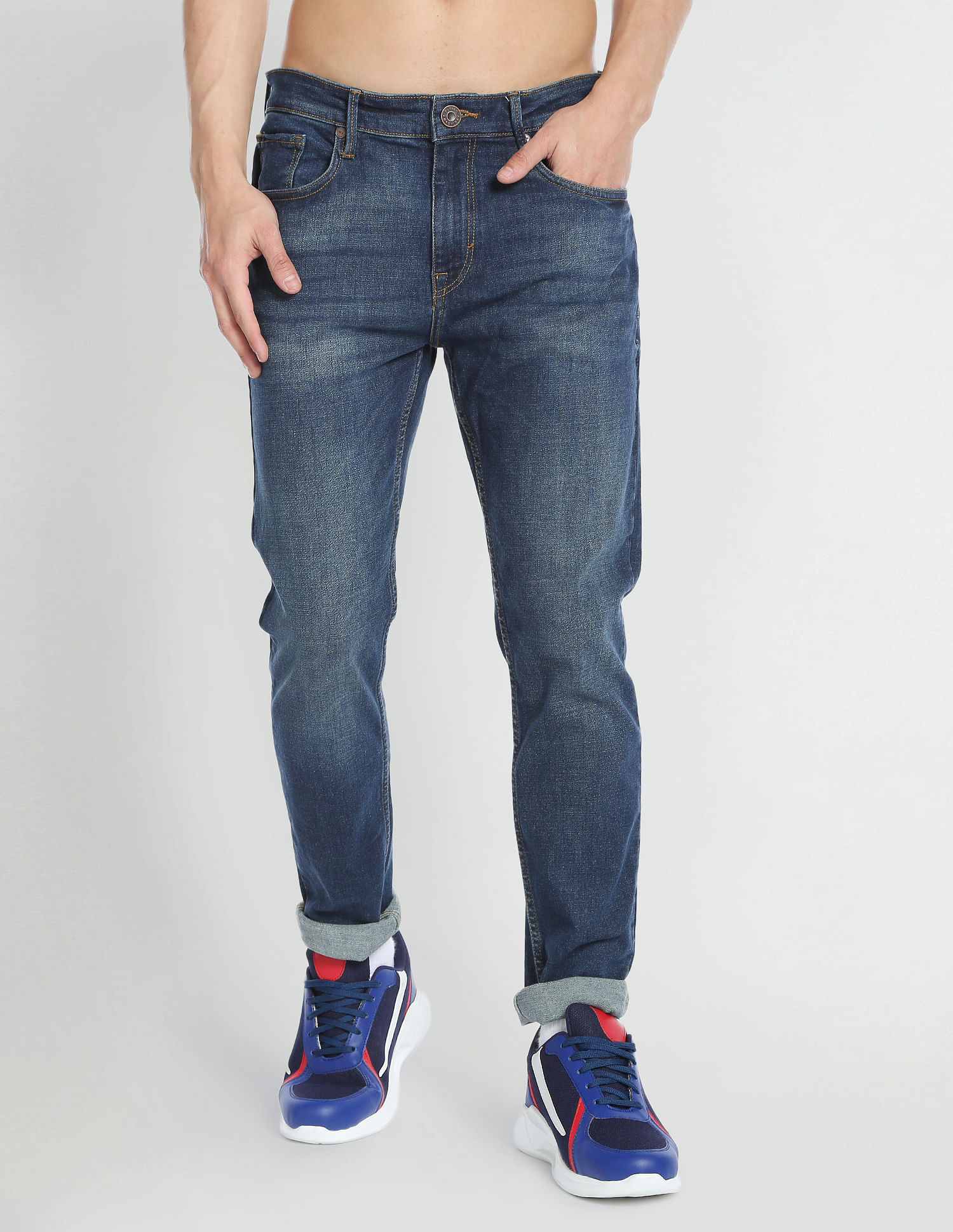 Flying Machine Slash Slim Tapered Fit Stone Wash Jeans