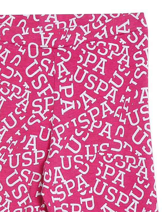 U.S. Polo Assn. Kids Elasticized Waist Brand Print Leggings