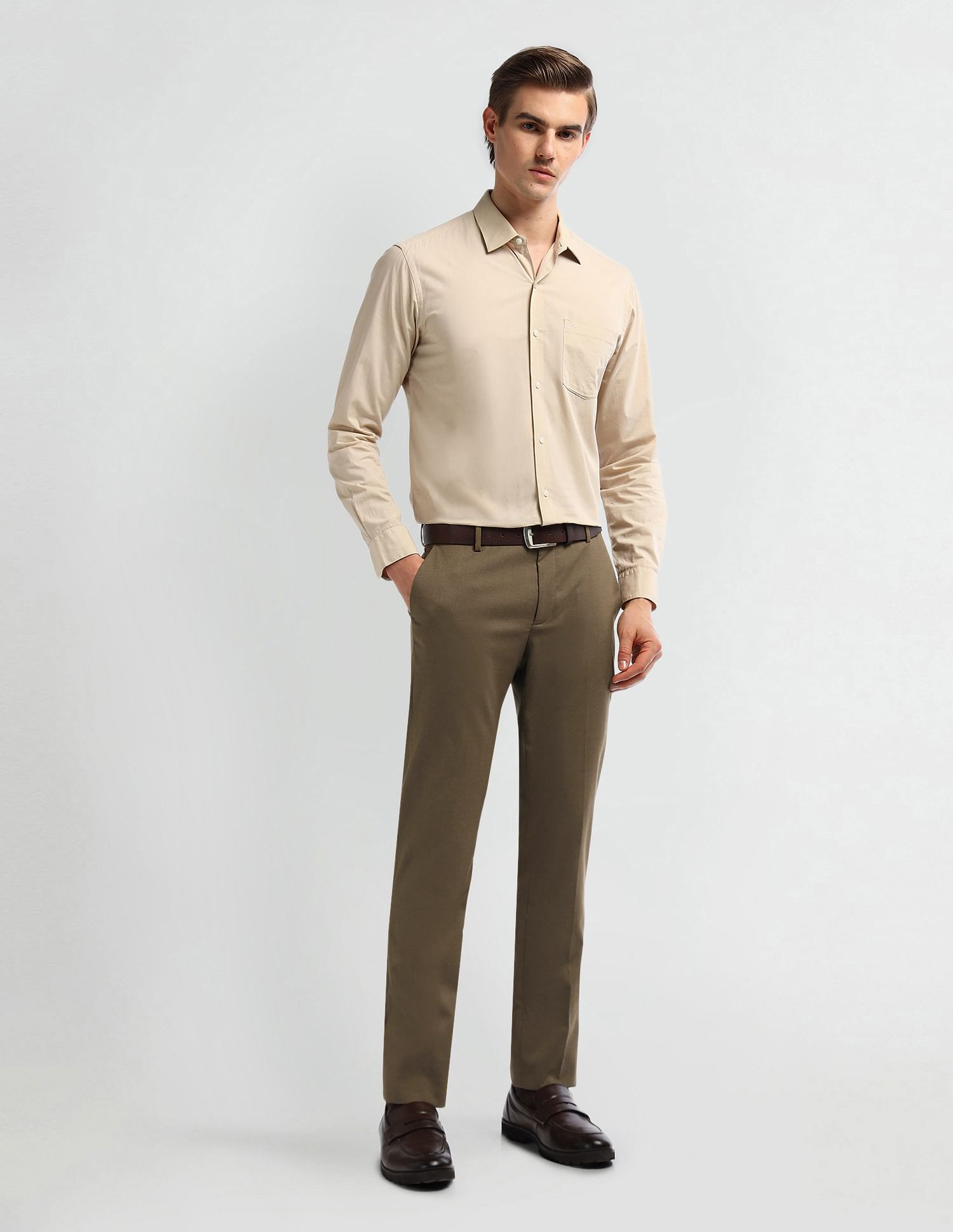 Arrow Mid Rise Carson Tapered Fit Trousers