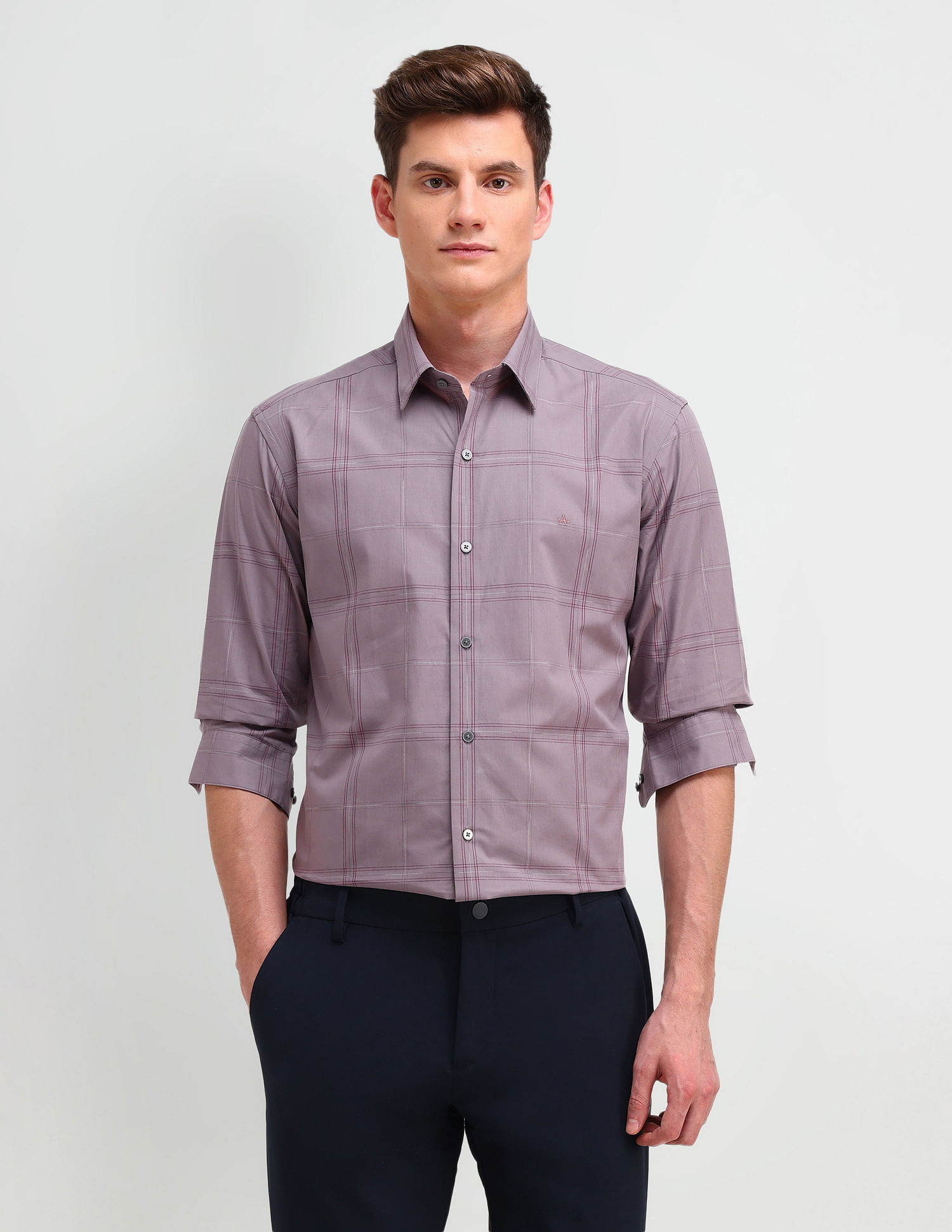 Arrow Newyork Slim Fit Windowpane Checked Shirt