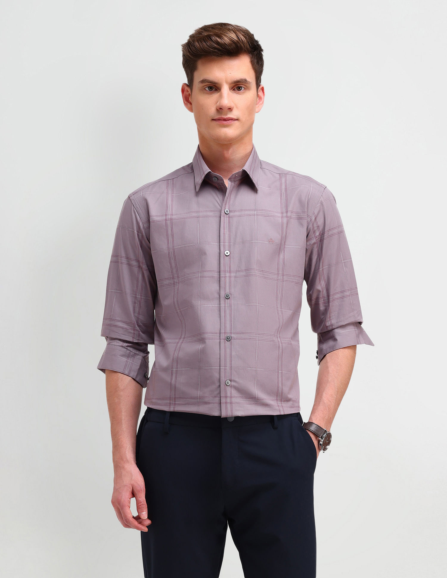 Arrow Newyork Slim Fit Windowpane Checked Shirt
