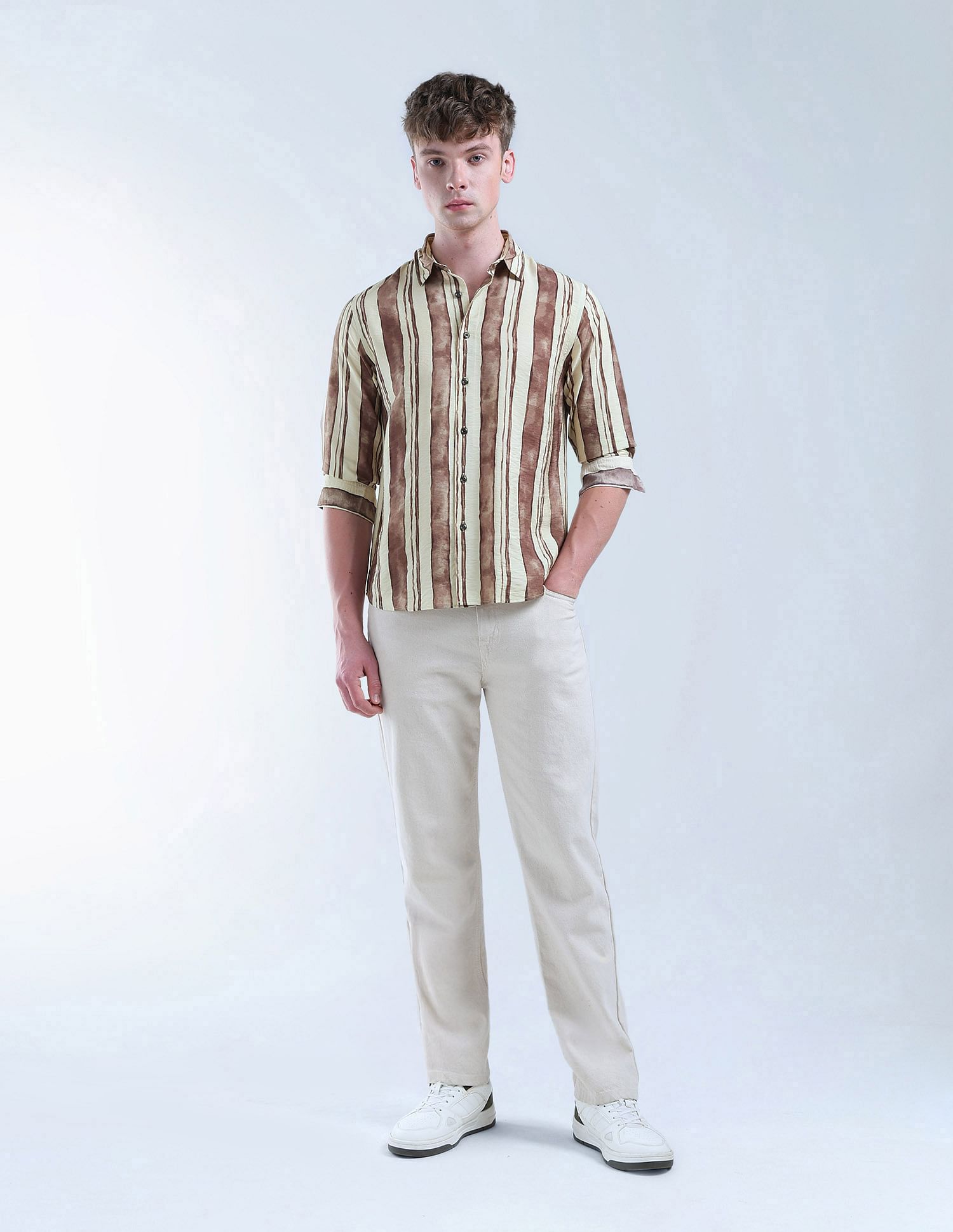 Flying Machine Vertical Striped Color Of Home Shirt