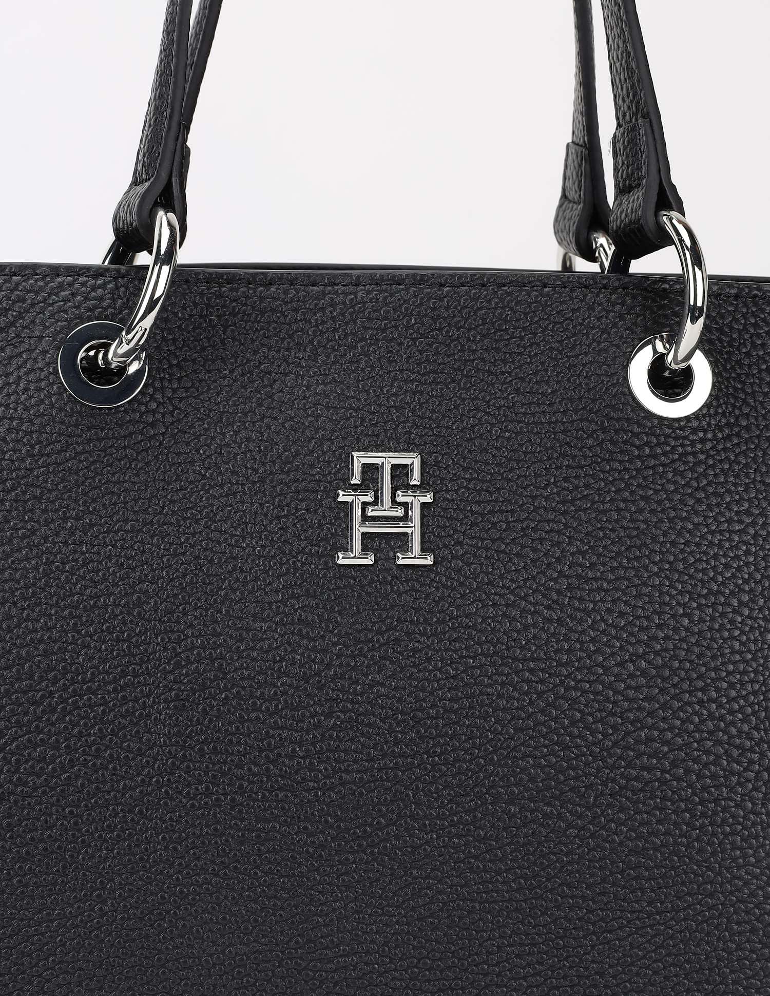 Tommy Hilfiger Solid Black Pu Handbag