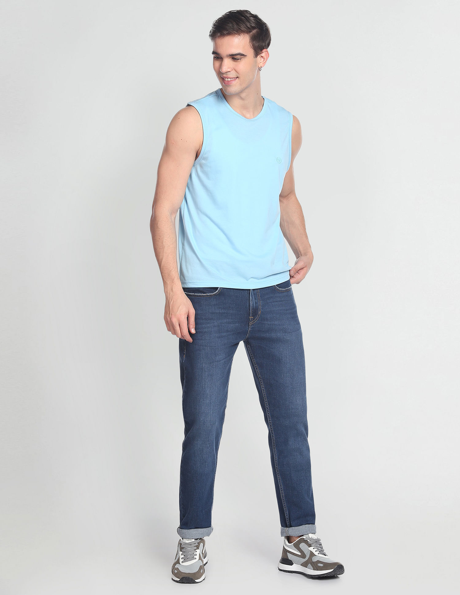 Flying Machine Stone Wash Slash Slim Tapered Jeans