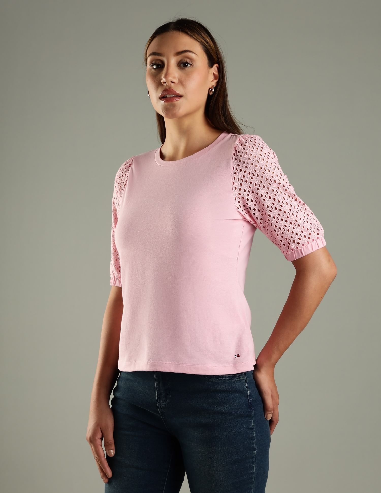 Tommy Hilfiger Cut-Work Slim-Fit Cotton T-Shirt