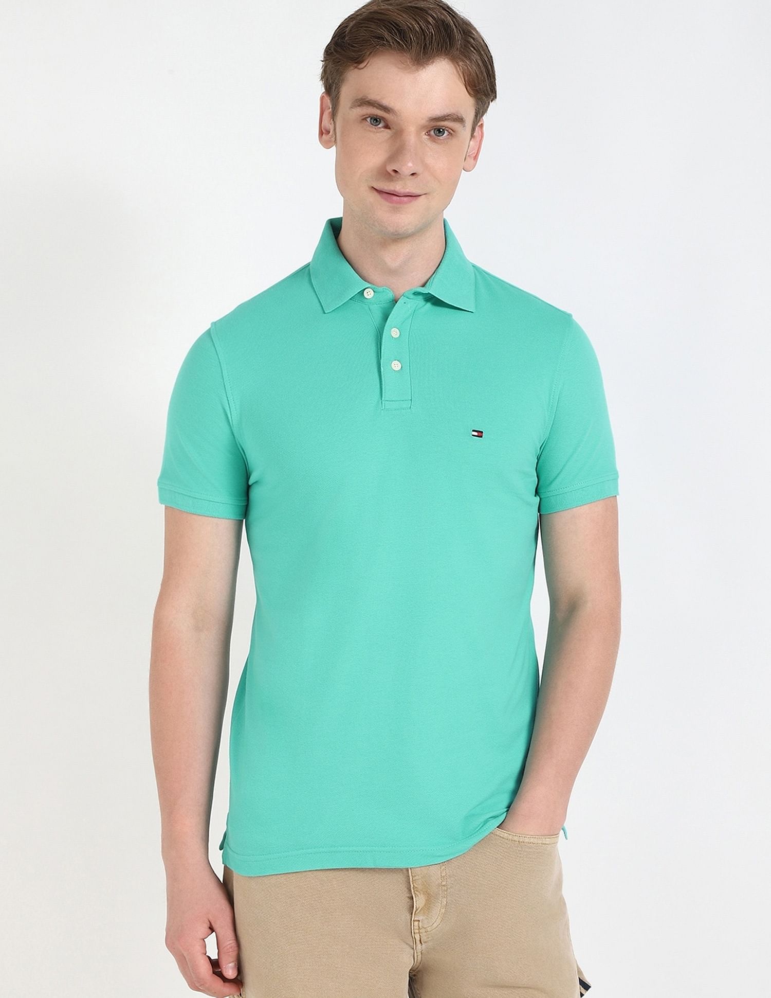 Tommy Hilfiger Solid Slim-Fit Cotton Polo Shirt