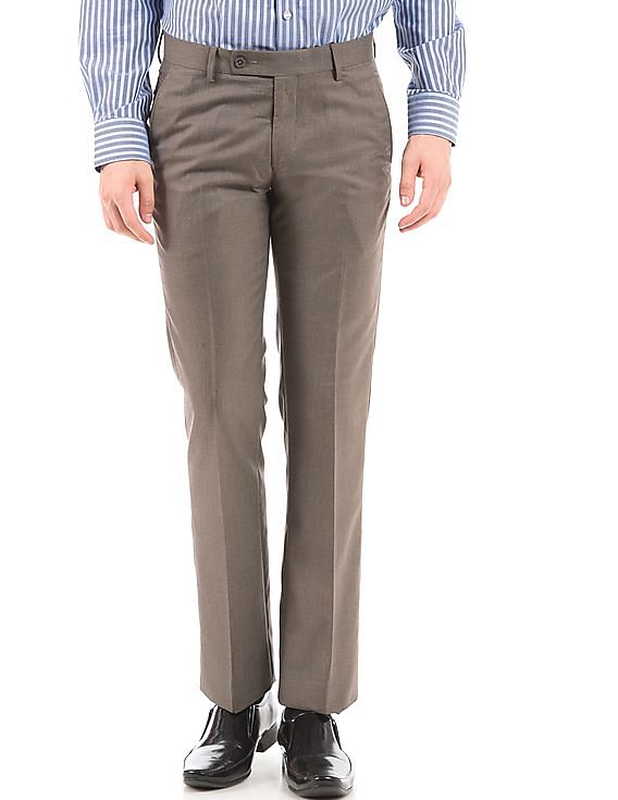 Buy Park Avenue Men Beige Solid Cotton Blend FlatFront Pants Online at  Best Prices in India  JioMart