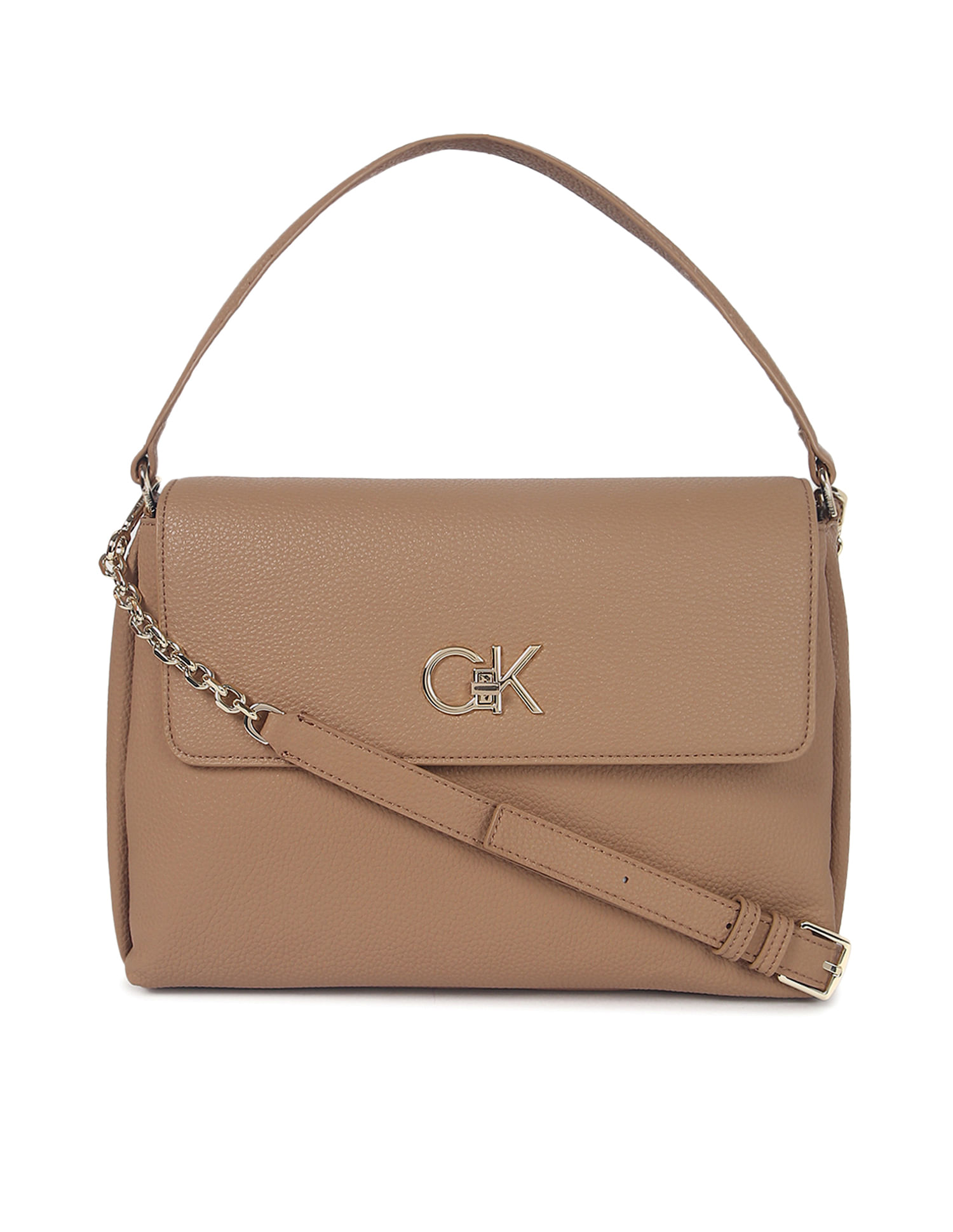 Calvin Klein RE LOCK CROSSBODY CHAIN - Across body bag - sand/beige 
