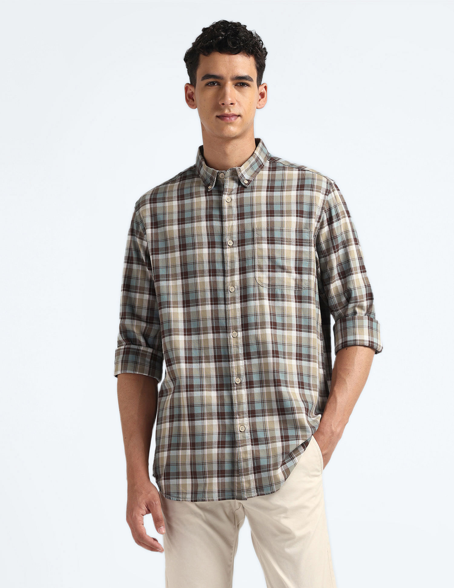 Flying Machine Plaid Check Cotton Shirt