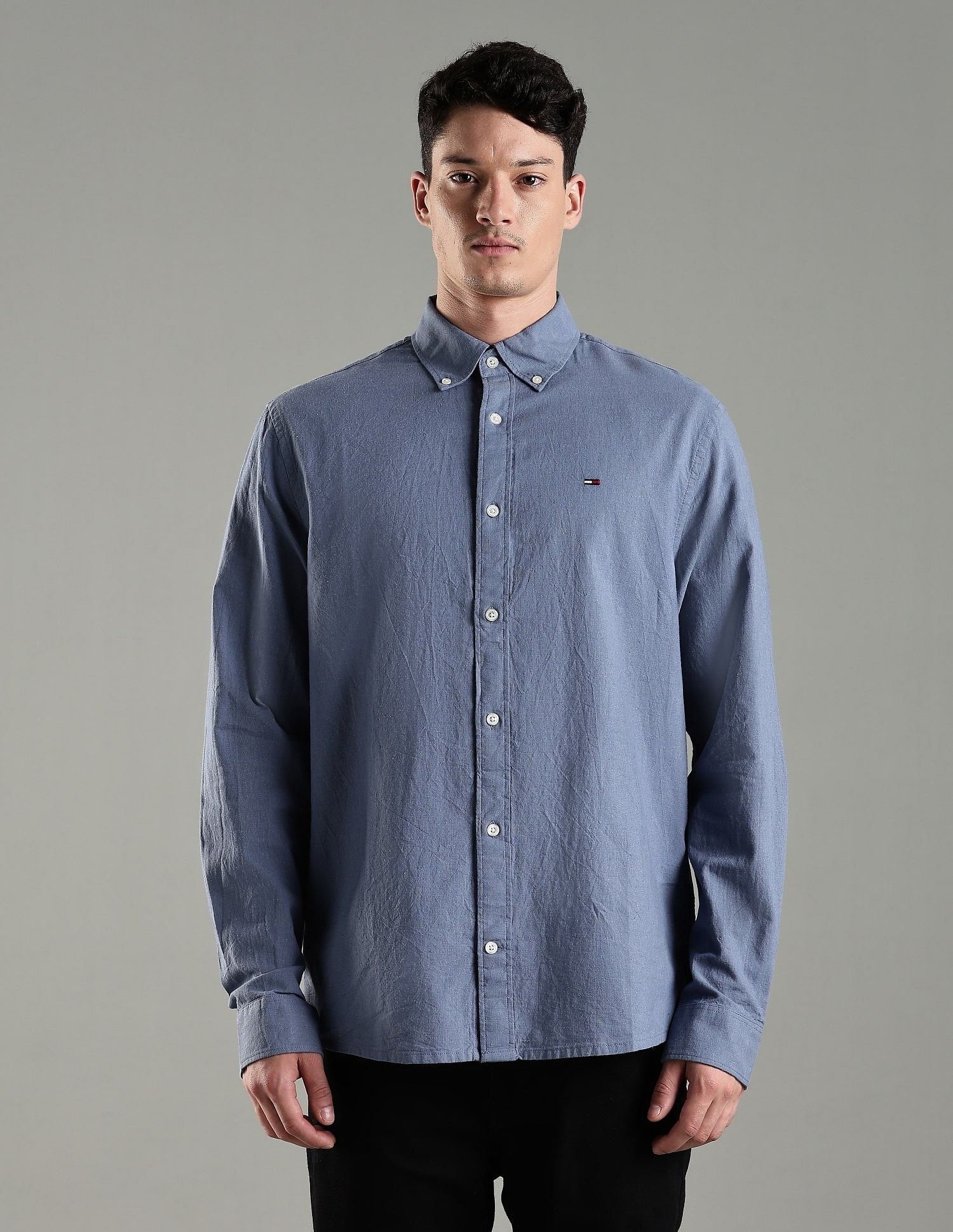 Tommy Hilfiger Solid Regular Fit Cotton Shirt