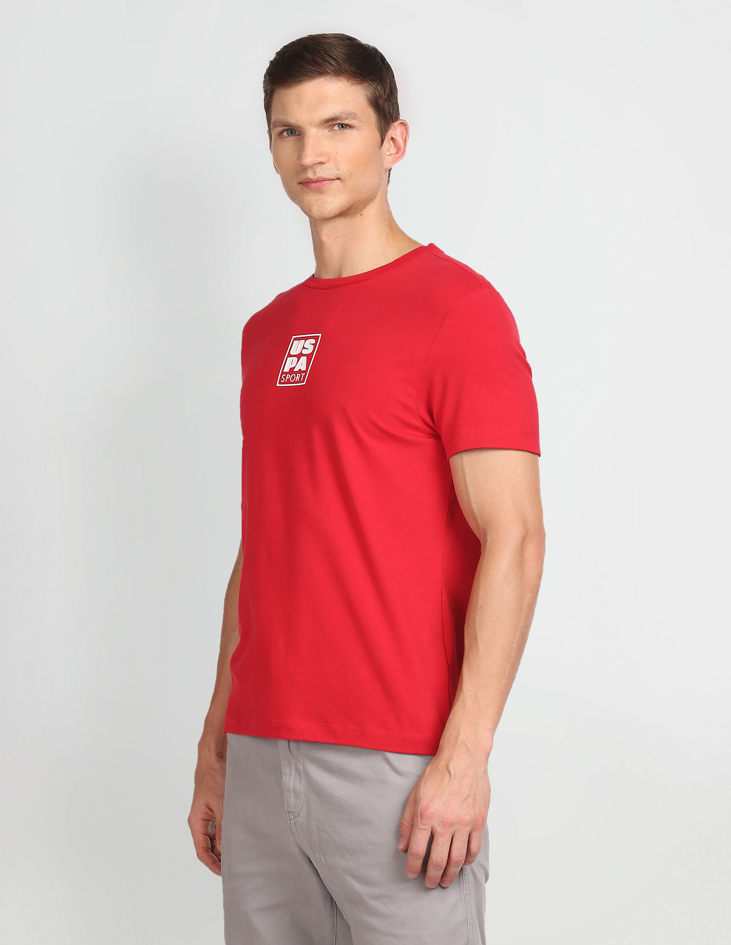 Buy USPA Active Crew Neck Brand Print T-Shirt - NNNOW.com