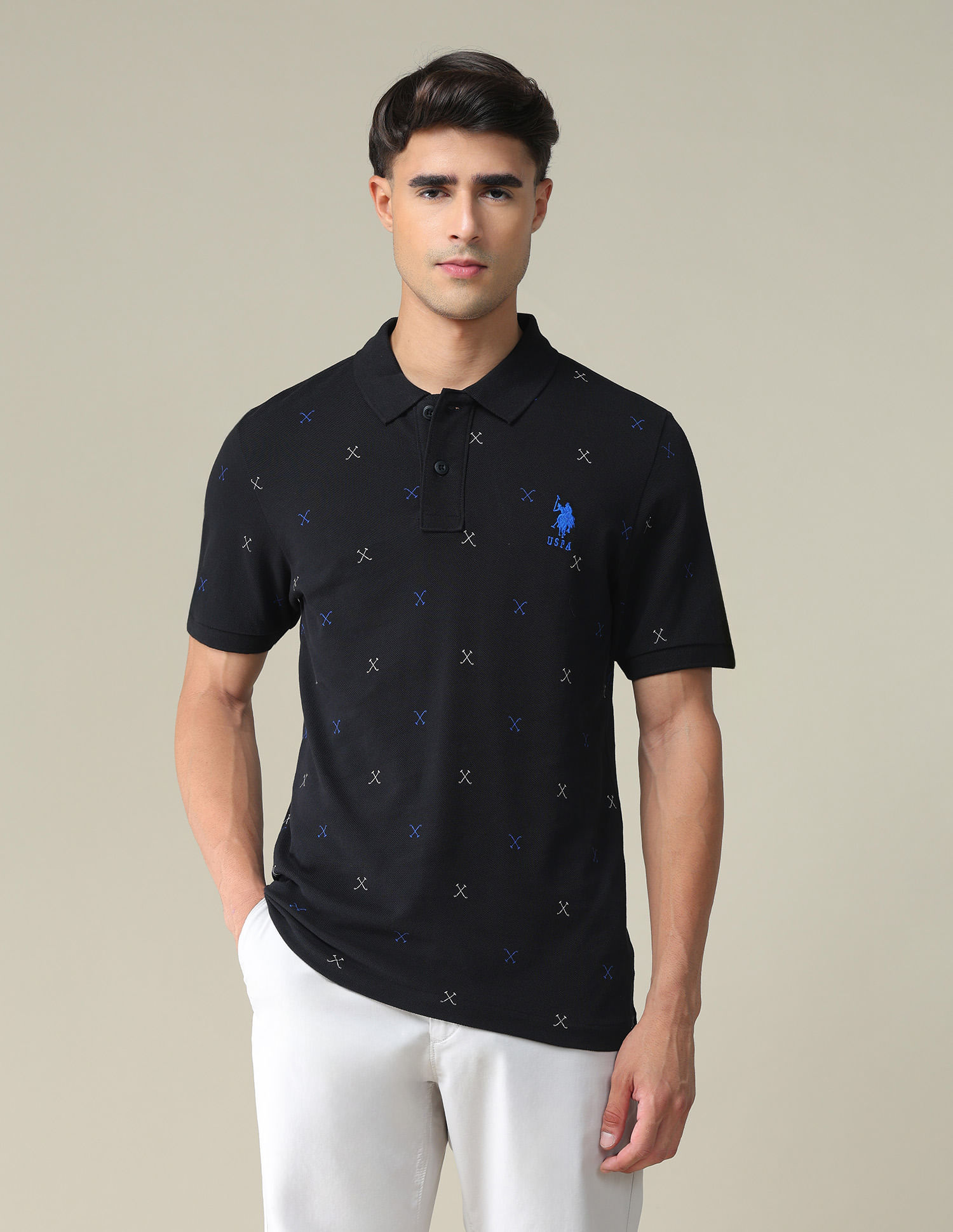 U.S. Polo Assn. All Over Brand Print Polo Shirt