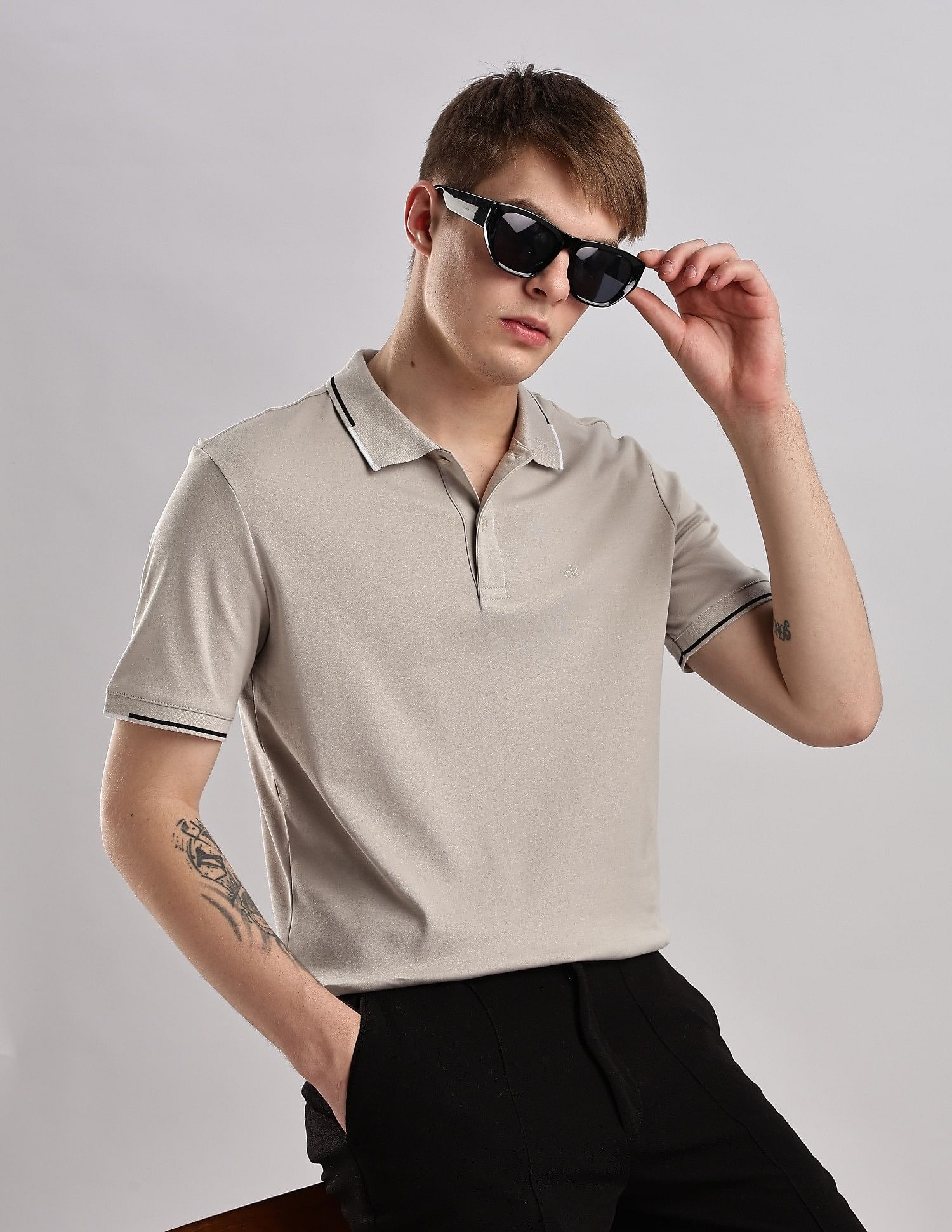 Calvin Klein Jeans Solid Slim Fit Cotton Polo Shirt