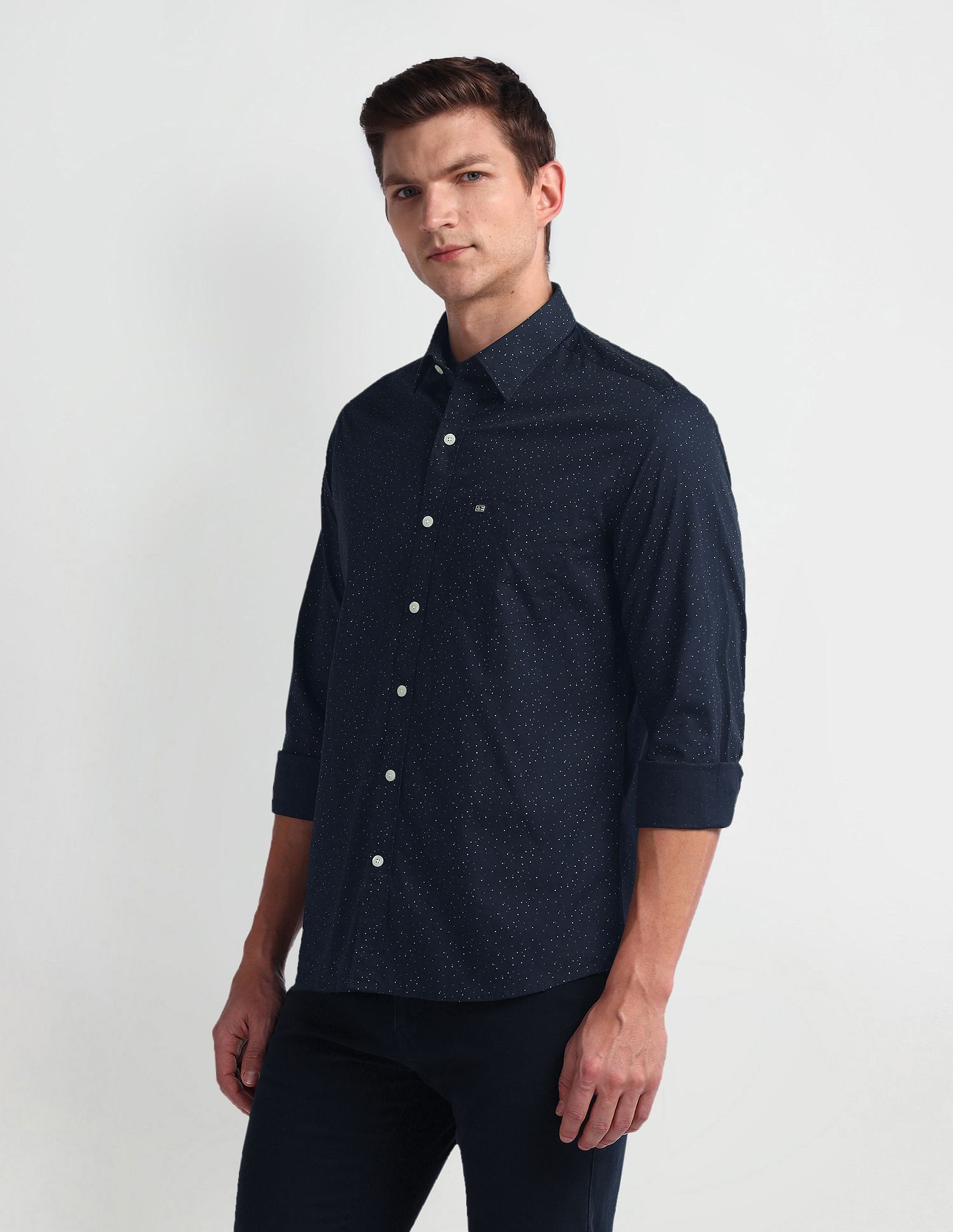 Arrow Sport Geometric Print Manhattan Slim Shirt
