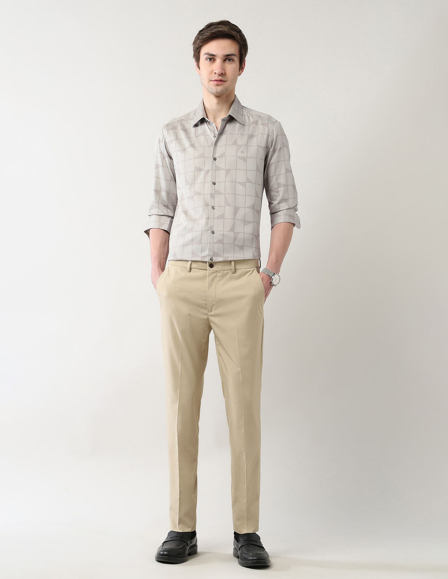 Arrow Newyork Manhattan Slim Fit Geometric Printed Shirt