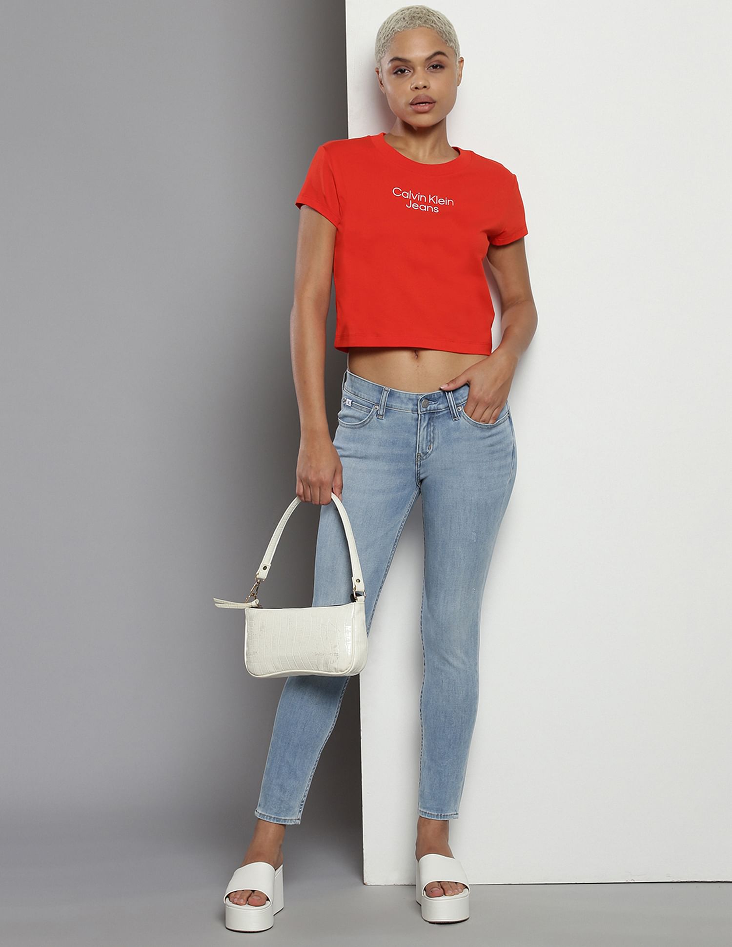 Calvin Klein Outlined Stacked Logo Baby T-Shirt