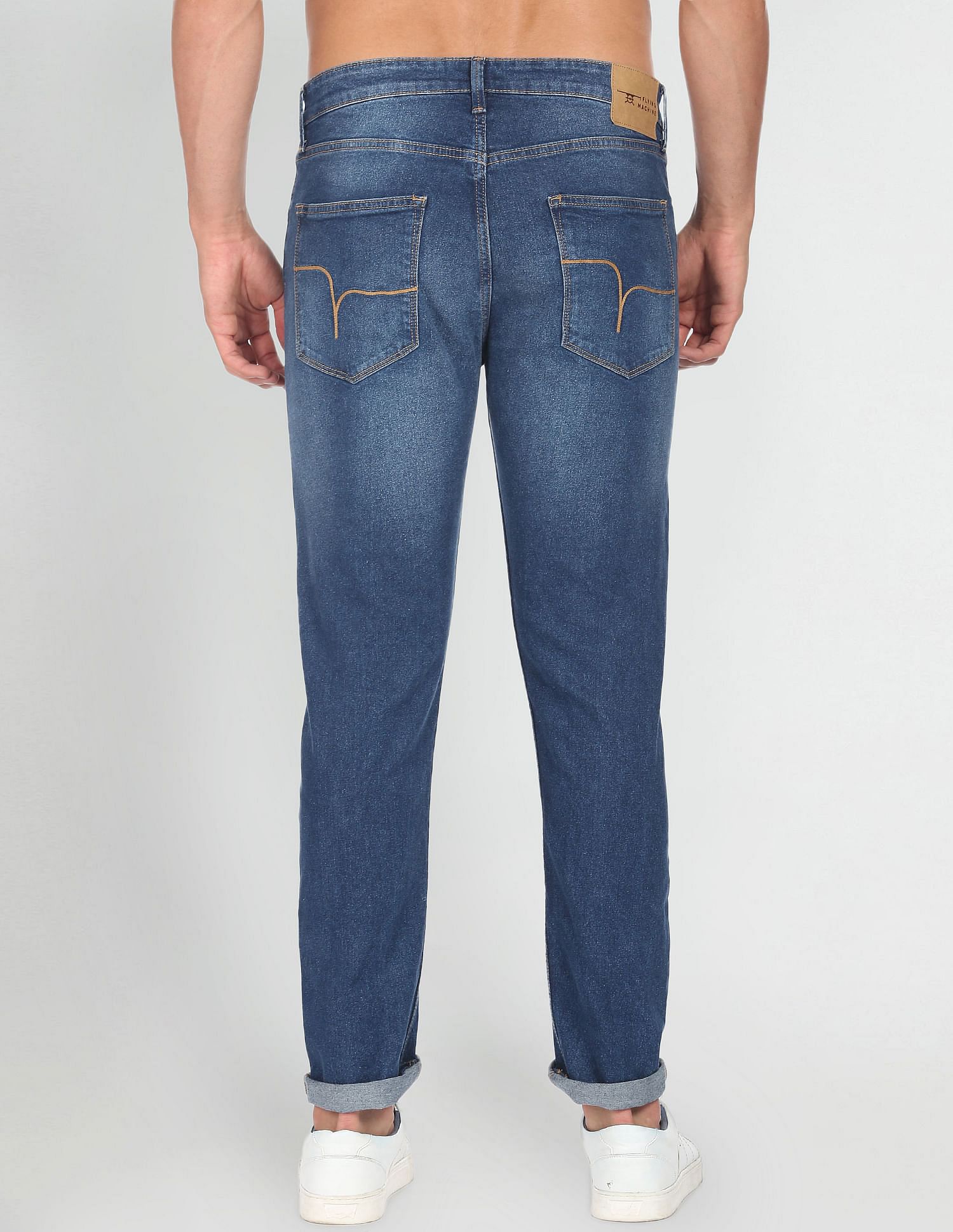 Flying Machine Mid Rise Slash Slim Tapered Fit Jeans