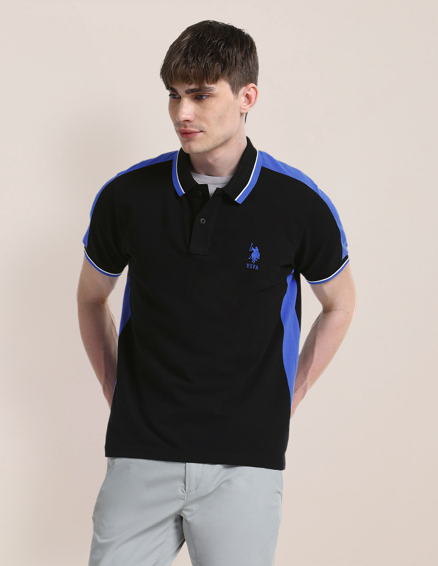U.S. Polo Assn. Colour Blocked Slim Fit Polo Shirt