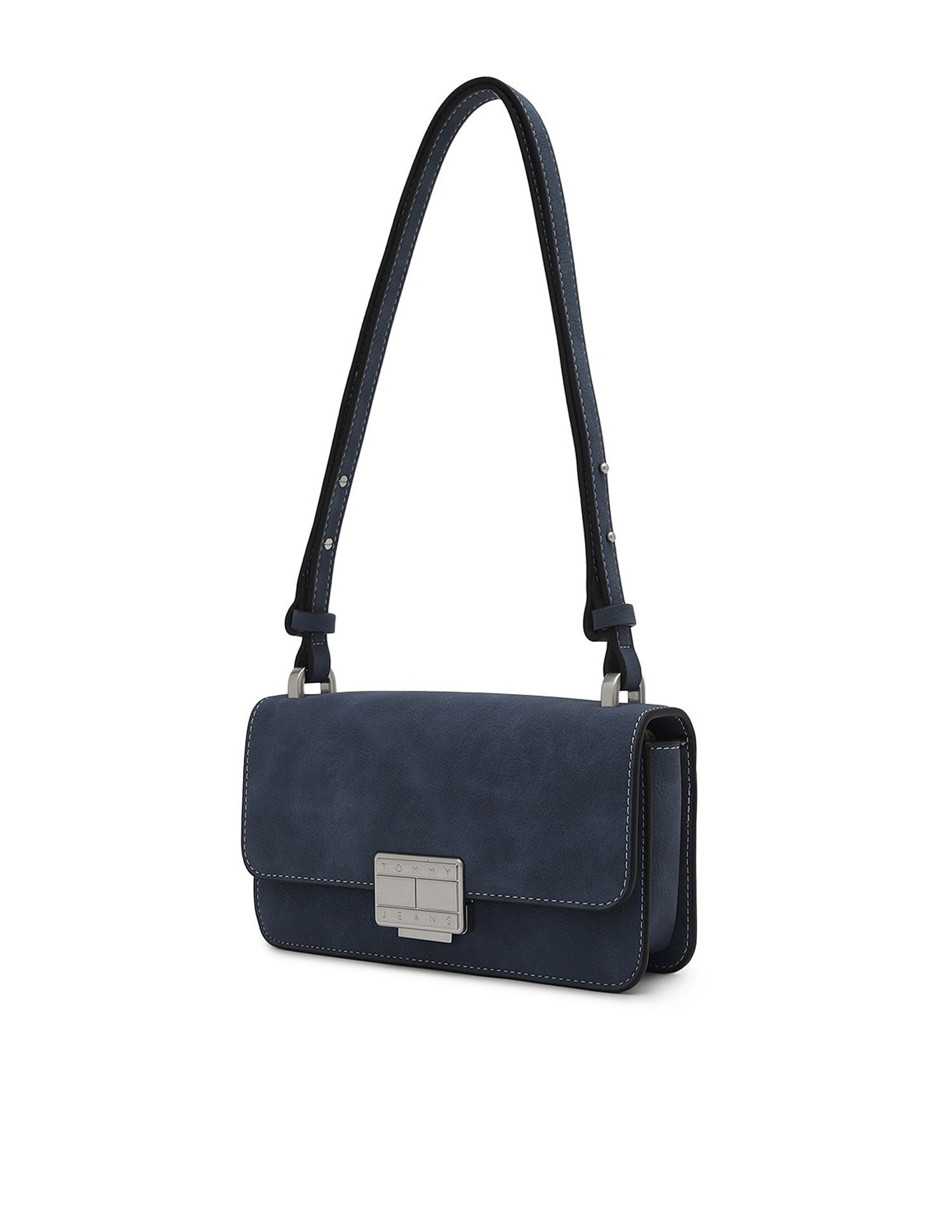 Tommy Hilfiger Solid Blue Pu Shoulder Bag
