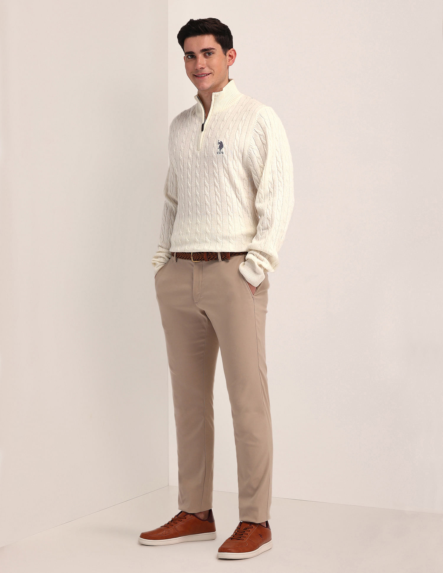 U.S. Polo Assn. High Neck Zipper Sweater