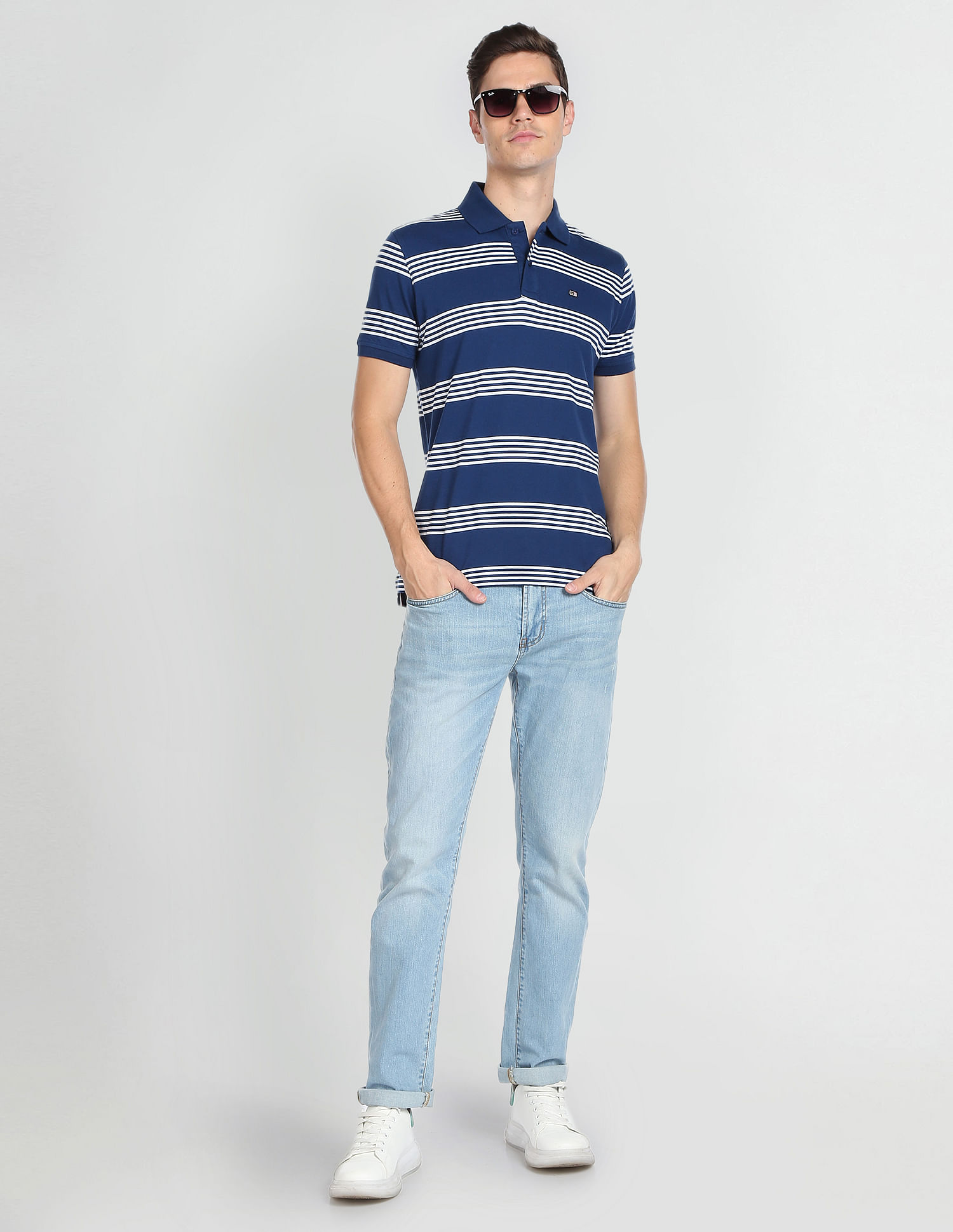 Arrow Sports Horizontal Stripe Cotton Polo Shirt