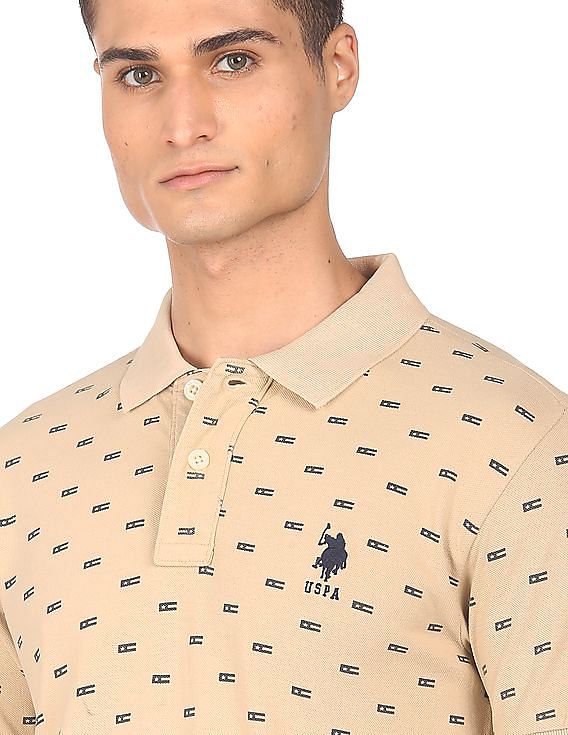 U.S. Polo Assn. Ribbed Collar Printed Polo Shirt
