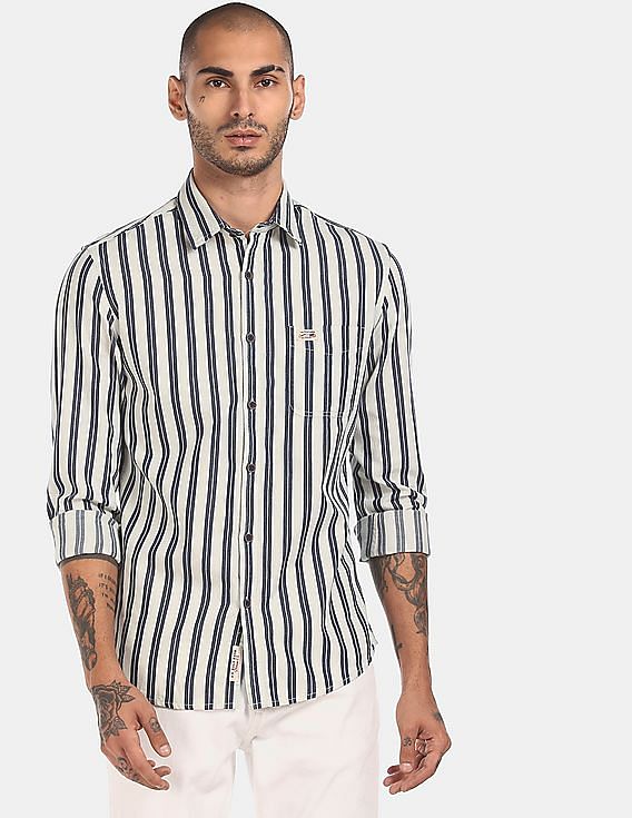 white striped casual shirt