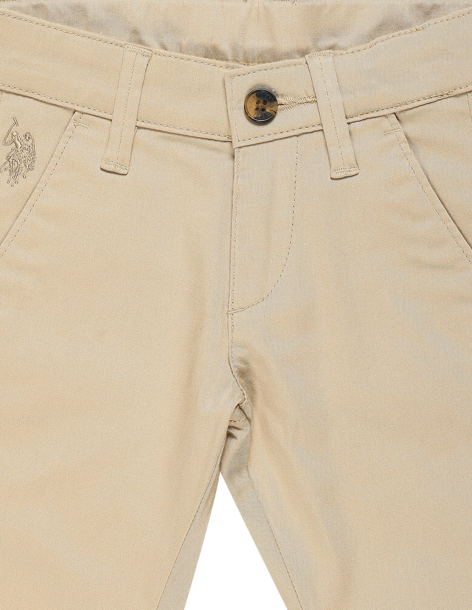 U.S. Polo Assn. Kids Boys Cotton Stretch Solid Trousers