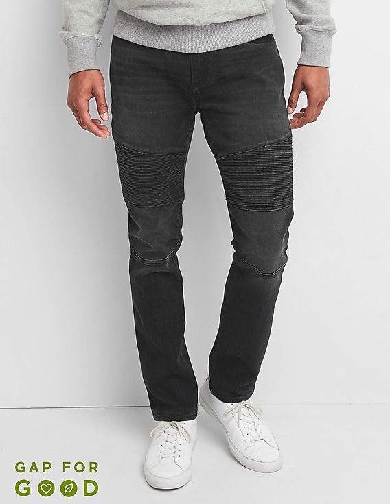 Buy GAP Men Men Black Moto Skinny Fit Jeans With Stretch