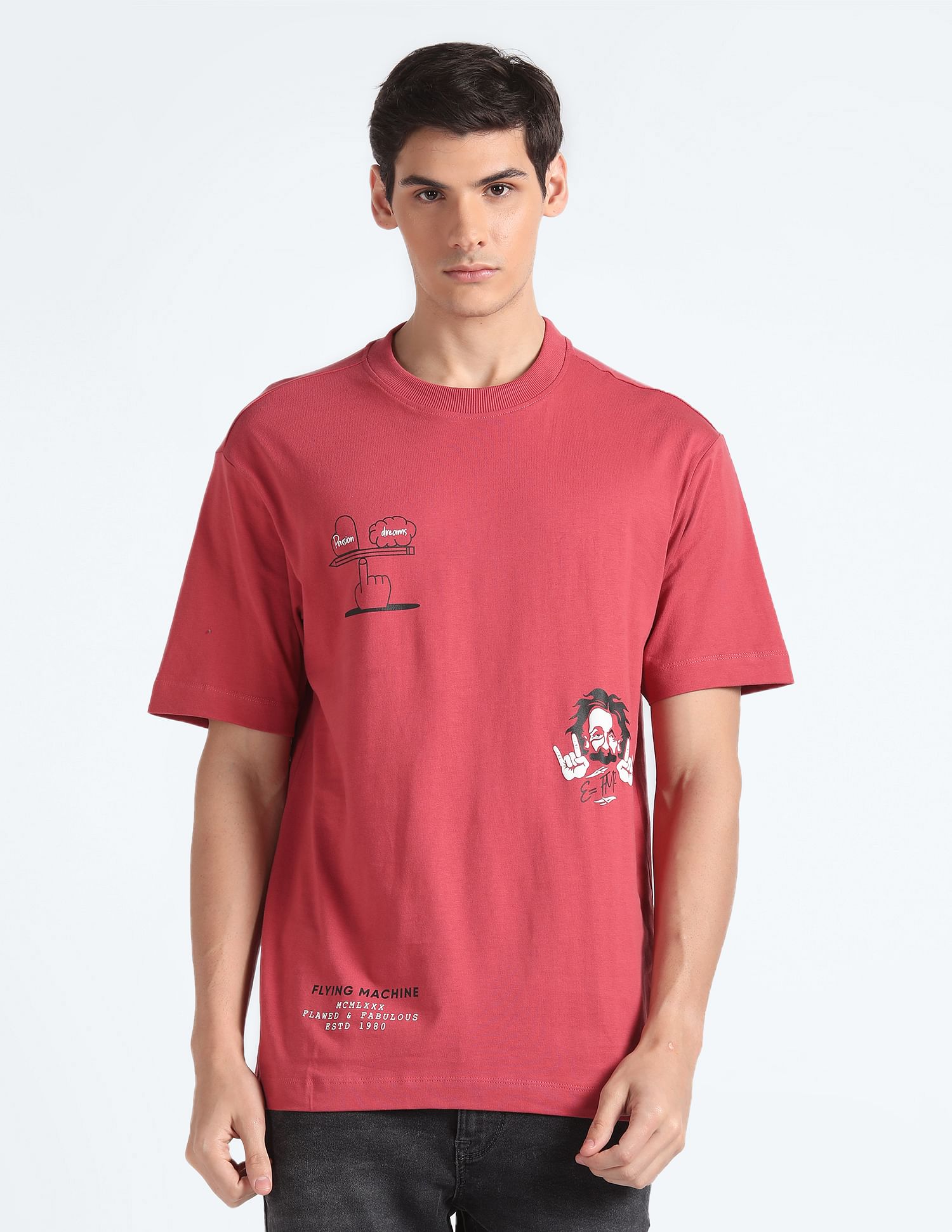 Flying Machine Graphic Print Oversized T-Shirt