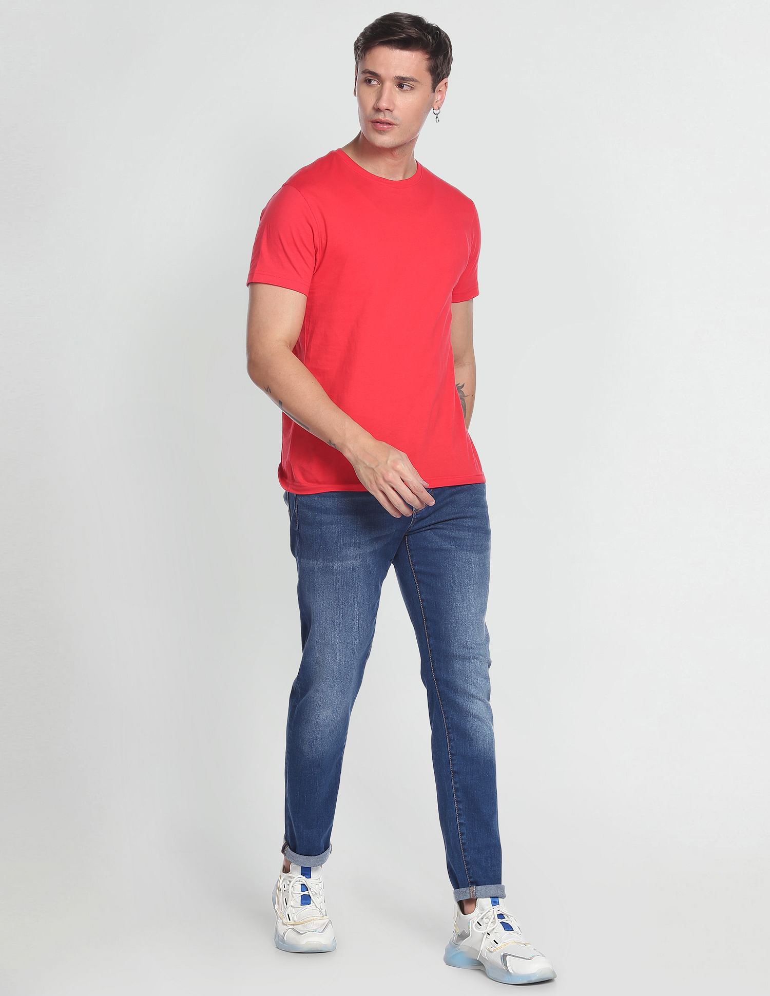 Flying Machine Slash Slim Tapered Fit Mid Rise Jeans