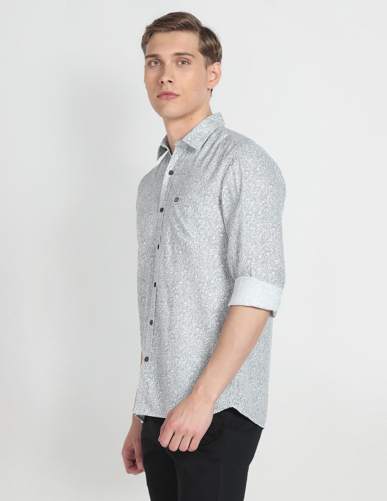 Arrow Sports Spread Collar Floral Print Shirt