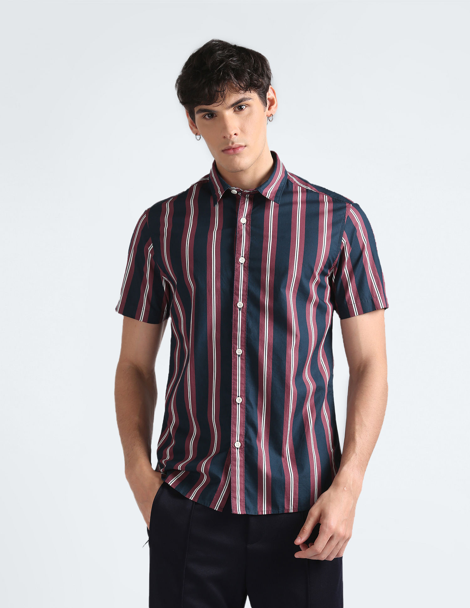 Flying Machine Vertical Stripe Cotton Shirt