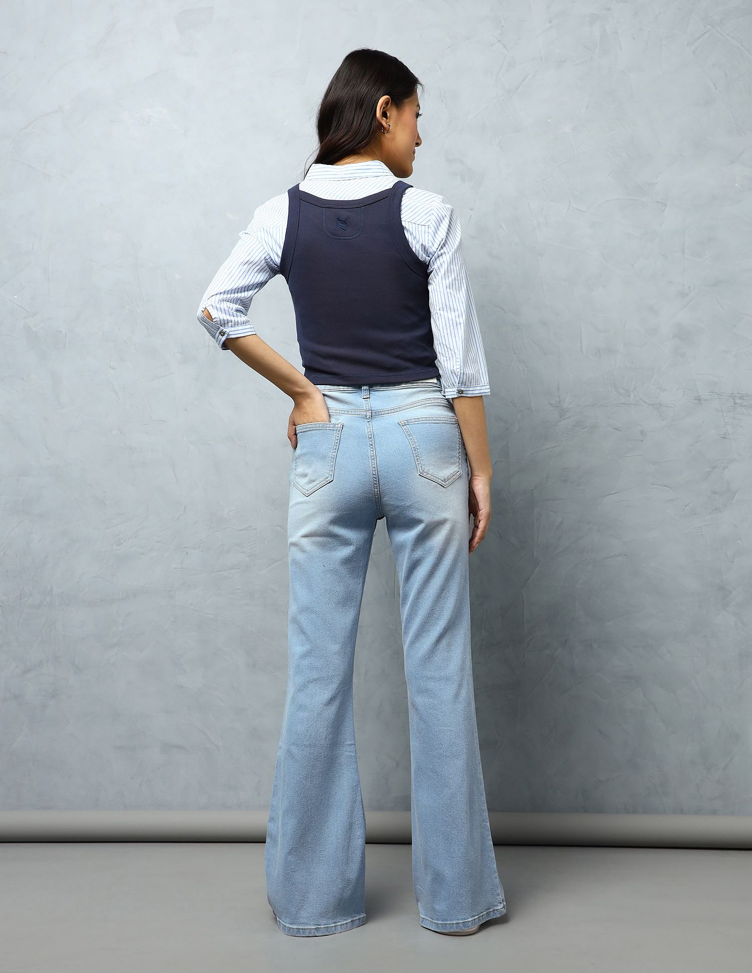 Flying Machine Women Ultra Wide Flare Mid Rise Jeans