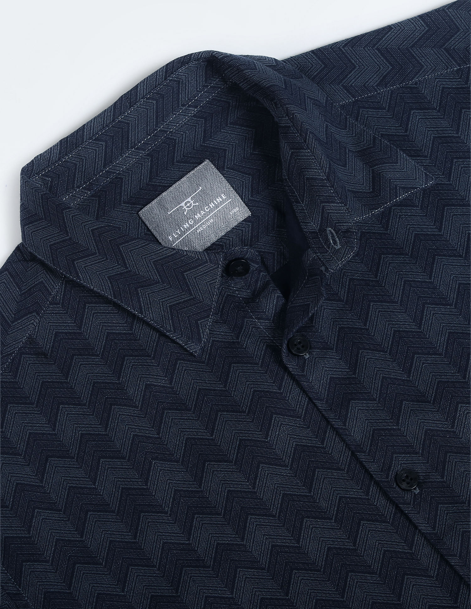Flying Machine Geometric Print Dobby Shirt