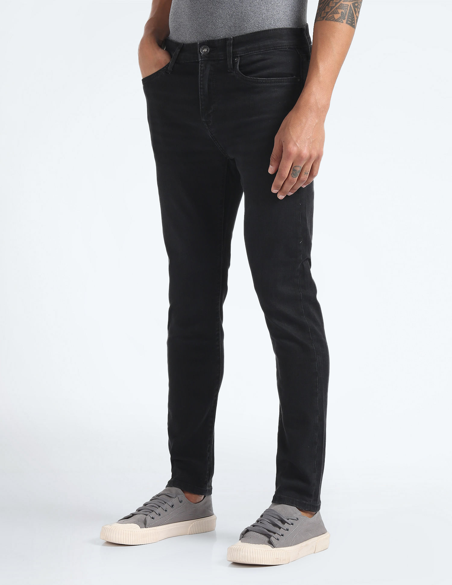 Flying Machine Slash Slim Tapered Fit Mid Rise Jeans