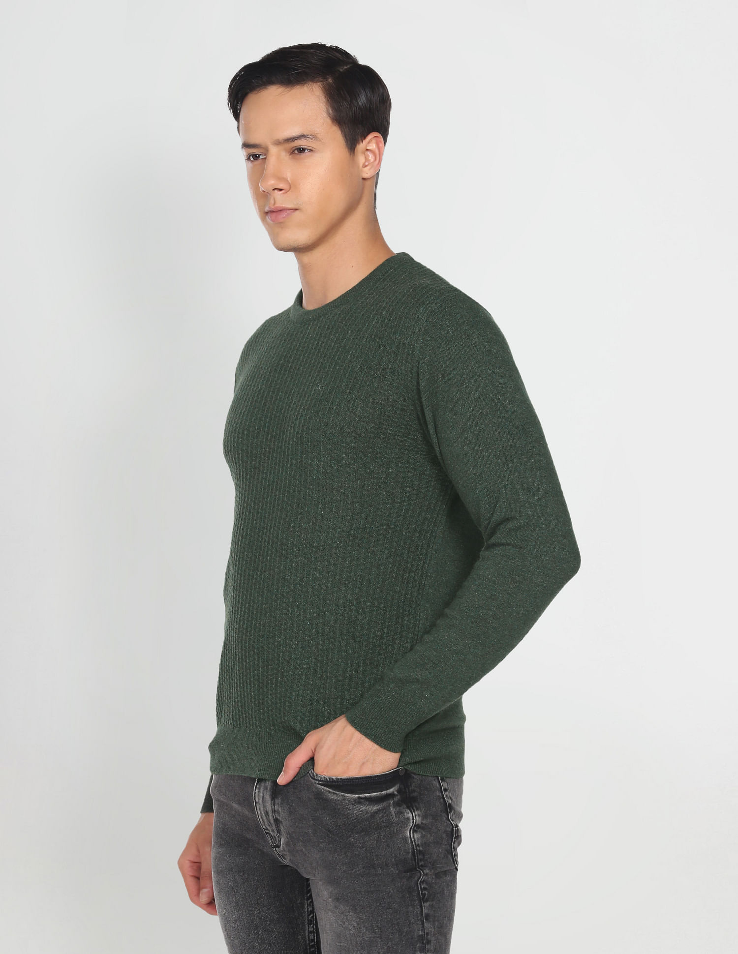 Dark green crew hot sale neck jumper