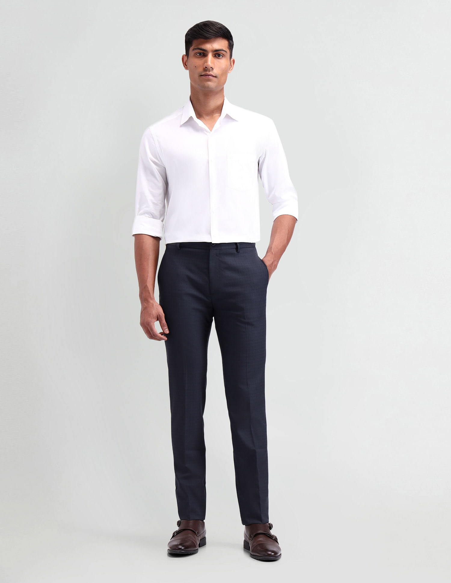 Arrow Newyork Checked Slim Fit Trousers