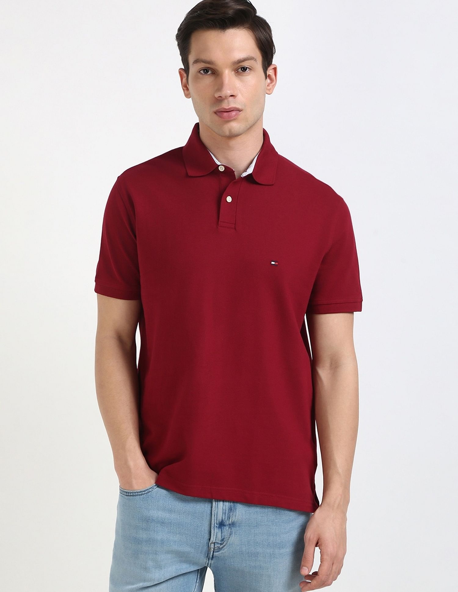 Tommy Hilfiger Solid Regular-Fit Cotton Polo Shirt